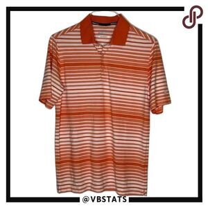 Nike Golf Tour Performance Dri-Fit Orange-White Striped SS Polo Shirt in Small